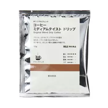 MUJI Original Blend Drip Coffee Средний вкус 10 г 83868413 (Индивидуально упаковано)