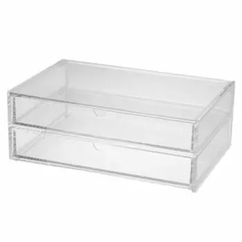 MUJI Overlapping Acrylic Case 2 Tier Drawer with Lid, Large Approx. Width 25.5 x Depth 17 x Height 9.5cm 82998290