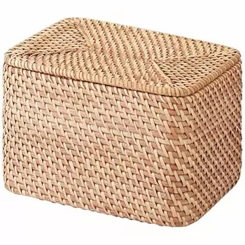 MUJI Overlapping Rattan Rectangular Box with Lid (V) Approx. Width 26 x Depth 18 x Height 16cm 47381337
