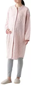MUJI Pajama Двойная марлевая пижама без боков, розовый клетчатый комплект S, швы, женская FGD01A2A,