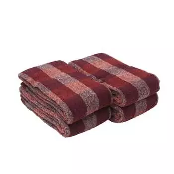MUJI Plump Pile Face Towel (Pattern), Set of 4, 34 x 85cm, Bordeaux Check/Soft 84345739