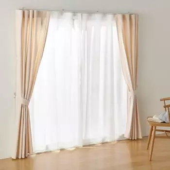 MUJI Polyester Lace Width 100 x Length 176 84759710 Anti-Mold Non-Pleated Curtains, cm, Off-White