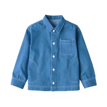 MUJI стираная джинсовая куртка-рубашка CBA23A3S светло-голубая детская 140 (Дети) светло-синий