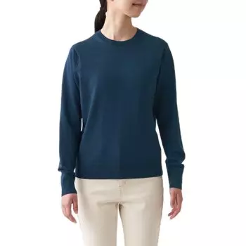 MUJI свитер мериносовой шерсти моющийся свитер с круглым вырезом BAC11A2A дымчато-голубой S женский