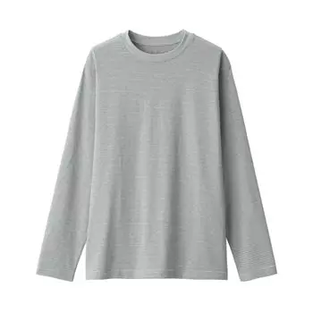 MUJI T-Shirt Jersey Crew Neck Long Sleeve Shirt Men s AB1L3A3A Gray Border Men s XS