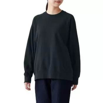 MUJI Толстовка из яковой смеси Толстовка с круглым вырезом BBT48A2A Черная Свободный размер Женская чёрный