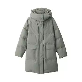 MUJI Водоотталкивающий пуховик BD0YZA4A Дымчато-зеленый S Женский Женский Женский