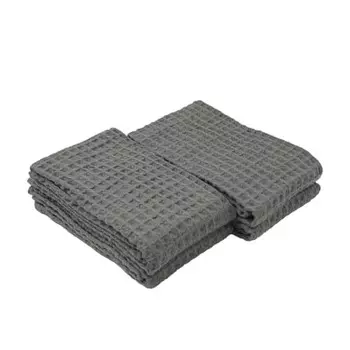 MUJI Waffle Face Towel, Set of 4, 34 x 85cm, Charcoal Gray/Smooth to the touch 83921491