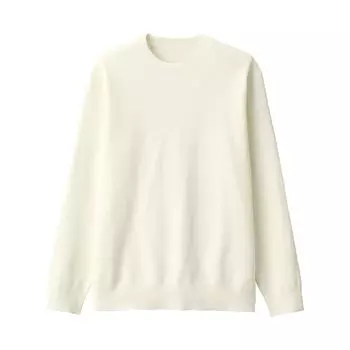 MUJI Washable Milano Ribbed Crew Neck Sweater AA0QYA4A Off White L Мужской Мужской Мужской