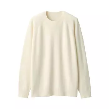 MUJI Washable Rised Crew Neck Sweater AA0QEA4S Off White S Men s Men s Men s