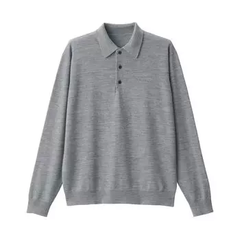 MUJI Washable Wool High Gauge Polo AA0R9A4A Gray M Мужская Мужская Мужская серый