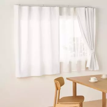 MUJI Washed Cotton Plain Weave 100cm Wide x 105cm 84759451 Non-Pleated Curtains, Long, Off-White,