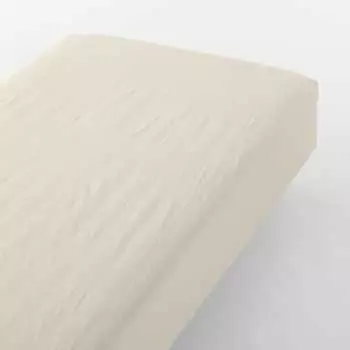 MUJI Washed Fitted Sheet Light Beige Small Size 80 x 198 x 18-28cm 83344290