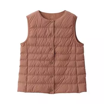 MUJI Women s Lightweight Down Collarless Vest (Antistatic Lining) Women s BD0ZAA4A Smoky Orange Women s L