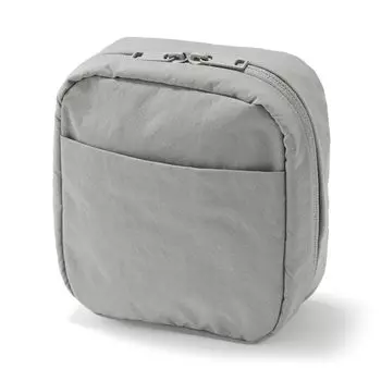 MUJI Wrinkle Nylon Wide Opening Square Pouch Gray 14 x 16 x 6 cm 84475863 - Approx. серый