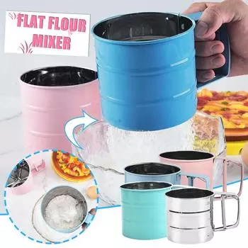 Мука S Ифтер для выпечки, полуавтоматическое сито для сахарной пудры с ручным прессом серебряный