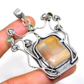 Мукаит-Цаворит, драгоценный камень 925, посеребренный ювелирный кулон 2,46 дюйма 2.46 красный