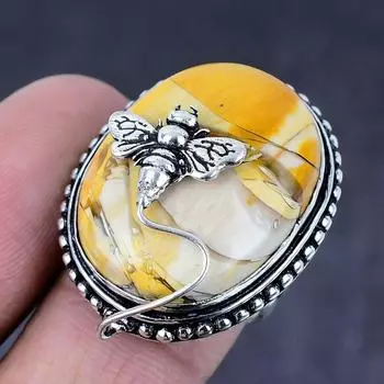 Мукаит драгоценный камень ручной работы 925 пробы стерлингового серебра подарочное ювелирное кольцо размер 8 Q8f82