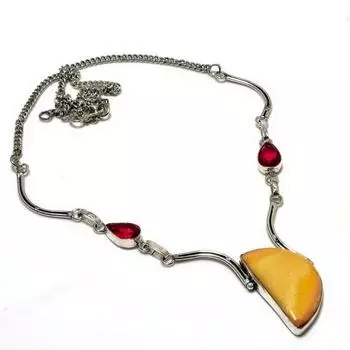 Мукаит Розовый рубиллит 925 пробы с посеребренным ювелирным ожерельем 18 дюймов 18 красный