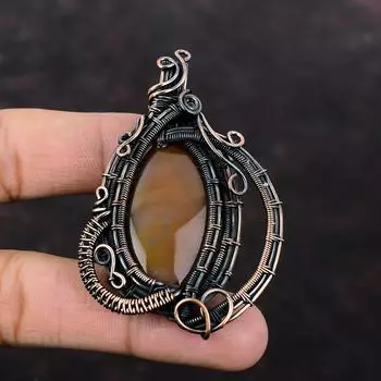 Мукаитовый кулон, медная проволока, кулон, Мукаитовые украшения, оригинальный кулон с драгоценными камнями, кулон ручной работы, подарок для мамы, удивительные медные украшения