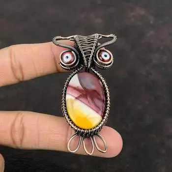 Мукаитовый кулон, медная проволока, обернутый кулон красного цвета, кулон сглаза, кулон с совой, завернутый ювелирные изделия из драгоценных камней, кулон ручной работы, медные ювелирные изделия