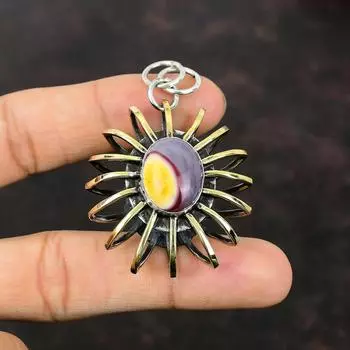 Мукаитовый кулон Оригинальные ювелирные изделия из драгоценных камней Стерлинговое серебро 925 пробы Клетка Кулон Ювелирные изделия ручной работы 18-каратное позолоченное кулон Подарок для невесты