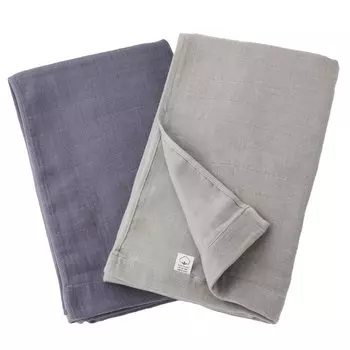 Muko Towel Double Gauze Bath Towel Senshu Towel Thin Made in Japan Water Absorbent Quick Drying Baby Set of 2 Assorted (02)