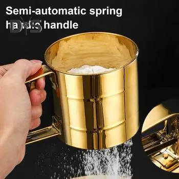 Мукопросеиватель из нержавеющей стали, мелкоячеистое сито для муки, ручной дизайн, сахарный сито, многоцелевой кухонный инструмент серебряный