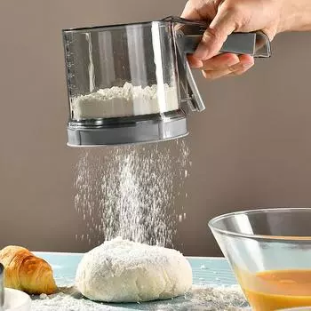 Мукопросеиватель ручной пресс полуавтоматический пластиковый стакан для просеивания муки инструмент для выпечки чашеобразный сито для просеивания сахарной пудры форма сита для выпечки