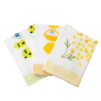 Mukotowel Pela Face Gauze Made in Senshu Printed Towels for Daily Set of Yellow Assortment Towels, Towels, Japan, Towels, Thin, Quick-Drying, Life, 3,