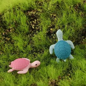 Мультфильм 4Pieces Домашнее украшение из смолы Черепаха Миниатюры Бонсай Декор Сказочный сад Микропейзаж темно-зеленого