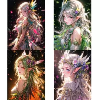 Мультфильм 5DDIY Алмазная картина Красочный эльф-ангел Полная круглая квадратная алмазная мозаика Вышивка крестом Украшение для дома Full Round 20x30CM