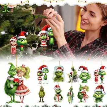 Мультфильм акриловый зеленый кулон праздничное дерево кулон автомобильный аксессуар кулон для внутреннего и наружного украшения One Size