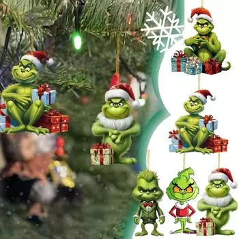 Мультфильм акриловый зеленый кулон праздничное дерево кулон автомобильный аксессуар кулон для внутреннего и наружного украшения One Size