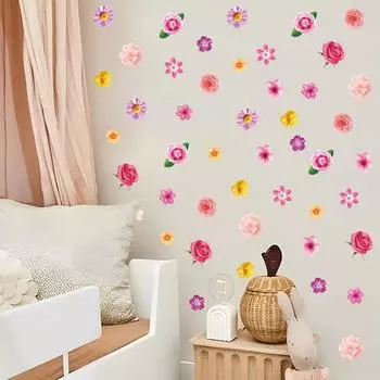 Мультфильм Акварель Полевой цветок Наклейка на стену Детская комната Цветочная маргаритка Наклейка на стену Спальня Гостиная Домашний декор