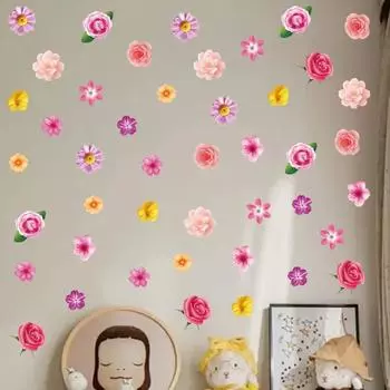 Мультфильм Акварель Полевой цветок Наклейка на стену Детская комната Цветочная маргаритка Наклейка на стену Спальня Гостиная Домашний декор