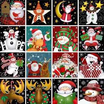 Мультфильм алмазная живопись Рождество Санта-Клаус полная дрель Алмазная вышивка Снеговик Рождественский декор для дома подарок на Новый год Full Round 20x20CM
