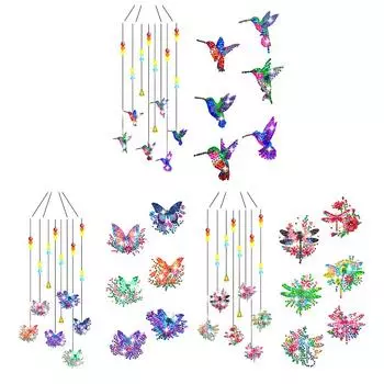 Мультфильм Алмазный Арт Солнце Ловец Бабочка DIY Wind Chime Kit для Декора Окна FL031