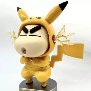 Мультфильм Аниме Фигурка Crayon Shin Chan Cos Pokemon Pikachu Фигурки Украшение Модель Детские Игрушки Подарочная Игрушка 17.5cm жёлтый