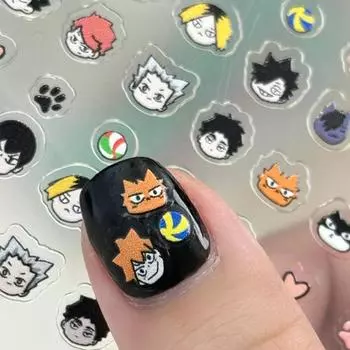 Мультфильм Аниме Haikyu Персонаж Назад Клей Наклейки для дизайна ногтей Переводные картинки Слайдеры Украшения для ногтей Украшения для ногтей Аксессуары для дизайна ногтей