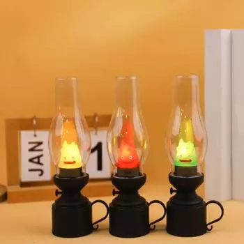 Мультфильм аниме пламя свет с декоративной легкой ручкой портативный движущийся замок керосиновая свеча атмосферная лампа красный