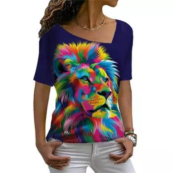 Мультфильм Аниме Животные 3D Печатный Y2k Мода Женщины Базовая Футболка Элегантность Винтаж Короткий Рукав Элегантный Повседневный Удобный 8XL