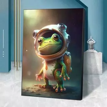 Мультфильм астронавт животные принты плакатов для Kis спальня домашний декор забавная космическая панда попугай жираф холст живопись настенное искусство без рамки 21*30cm