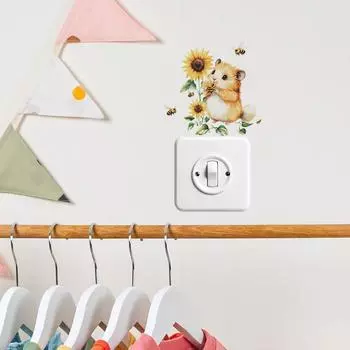 Мультфильм Белка Подсолнух Спальня Крыльцо Переключатель Палка Украшения Дома Наклейка На Стену 13*14CM/fun-kg102