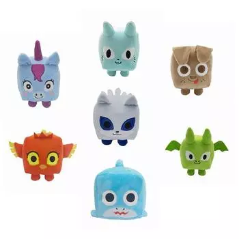 Мультфильм Большие игры Кот плюшевый милый куб Акула Дракон Лиса плюшевая игрушка детский подарок