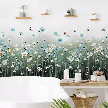 Мультфильм ботанический цветочный стикер на стену домашний декор для гостиной виниловая наклейка на стену
