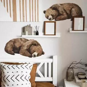 Мультфильм бурый медведь спальня гостиная вход домашний фон украшение украшения настенные наклейки 40*60cm/fun-e207