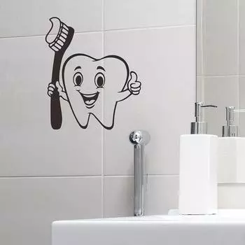 Мультфильм Чистка зубов Детская комната Детский сад Ванная комната Домашнее украшение Наклейка на стену Самоклеящаяся декорация для комнаты 19x22cm