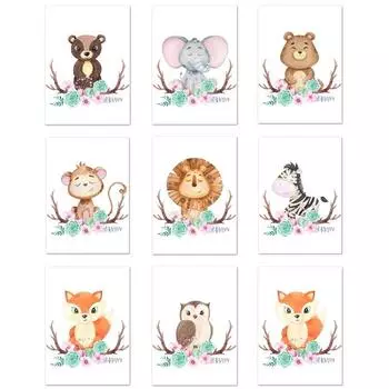 Мультфильм Цветок Животное DIY Алмазная Картина Вышивка Крестом 5D Полная Дрель Мозаика Лев Лиса Слон Вышивка Детская Настенная Декорация Для Комнаты Full Round 20x25CM