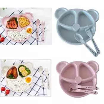 Мультфильм Детей Обеденная Тарелка Обеденная Тарелка Посуда Завтрак Разделенные Блюдо синий